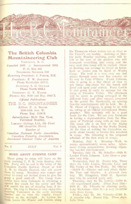 The B.C. Mountaineer 1928 July cover